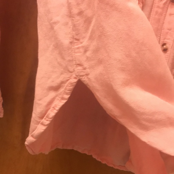 Pilcro Anthropologie Peachy Pink Placket Linen Ruffle Button Down Blouse Small - Picture 5 of 8